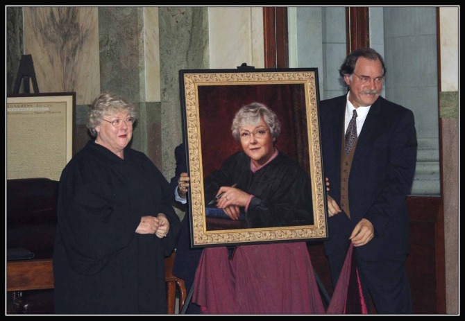 the honorable judge karin williams at the unveiling ceremony the great hall of shelby county courthouse painting by frank k. morris.jpg